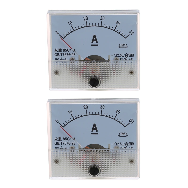 

2X 85C1 DC 0-50A прямоугольный аналоговый панельный амперметр
