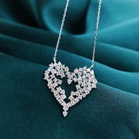 new novel design love pendant necklace for women full bling bling cubic zirconia newly wedding engagement trend heart jewelry
