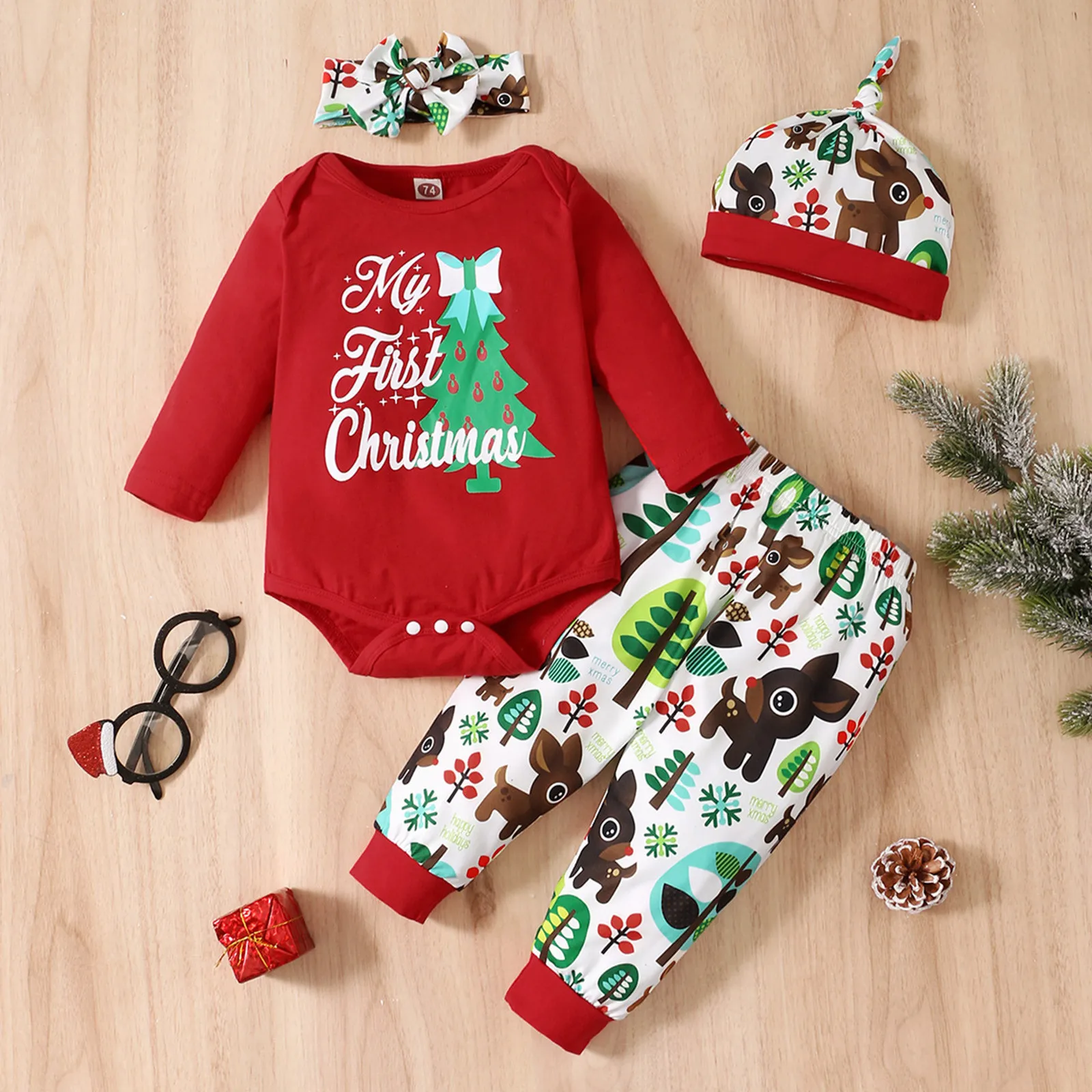 

Детский комбинезон с длинным рукавом, с принтом оленя