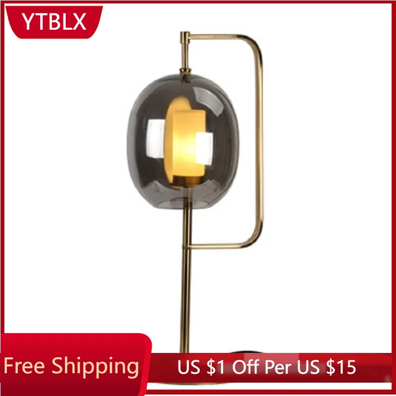 

Креативная настольная лампа LukLoy в стиле постмодерн для гостиной, Современная прикроватная настольная светодиодная стеклянная осветительн...