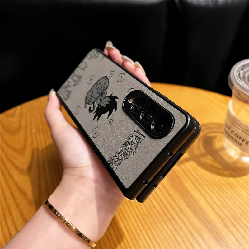 Фото Чехол Anime Dragon Ball Laser для Samsung Galaxy Z Flip 6 Z Fold 4 5 6 7 zfold4/5/6 z флип Zflip7 Zflip5 Son Goku Emboss Cover №3