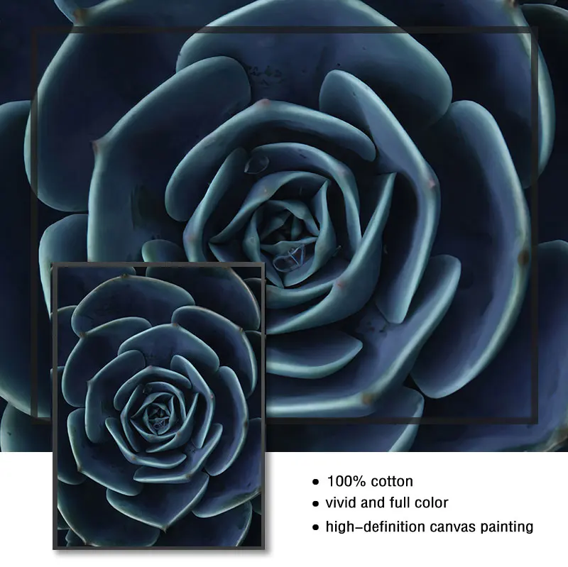 Голубой Одуванчик суккуленты листья монстеры настенная живопись на холсте