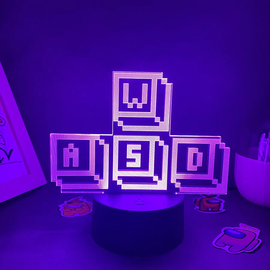 

WASD Game Keyboard Neon Lava Lamp 3D Led Illusion Night Lights Birthday Cool Gifts For Friends Bedroom Table Colorful Decoration