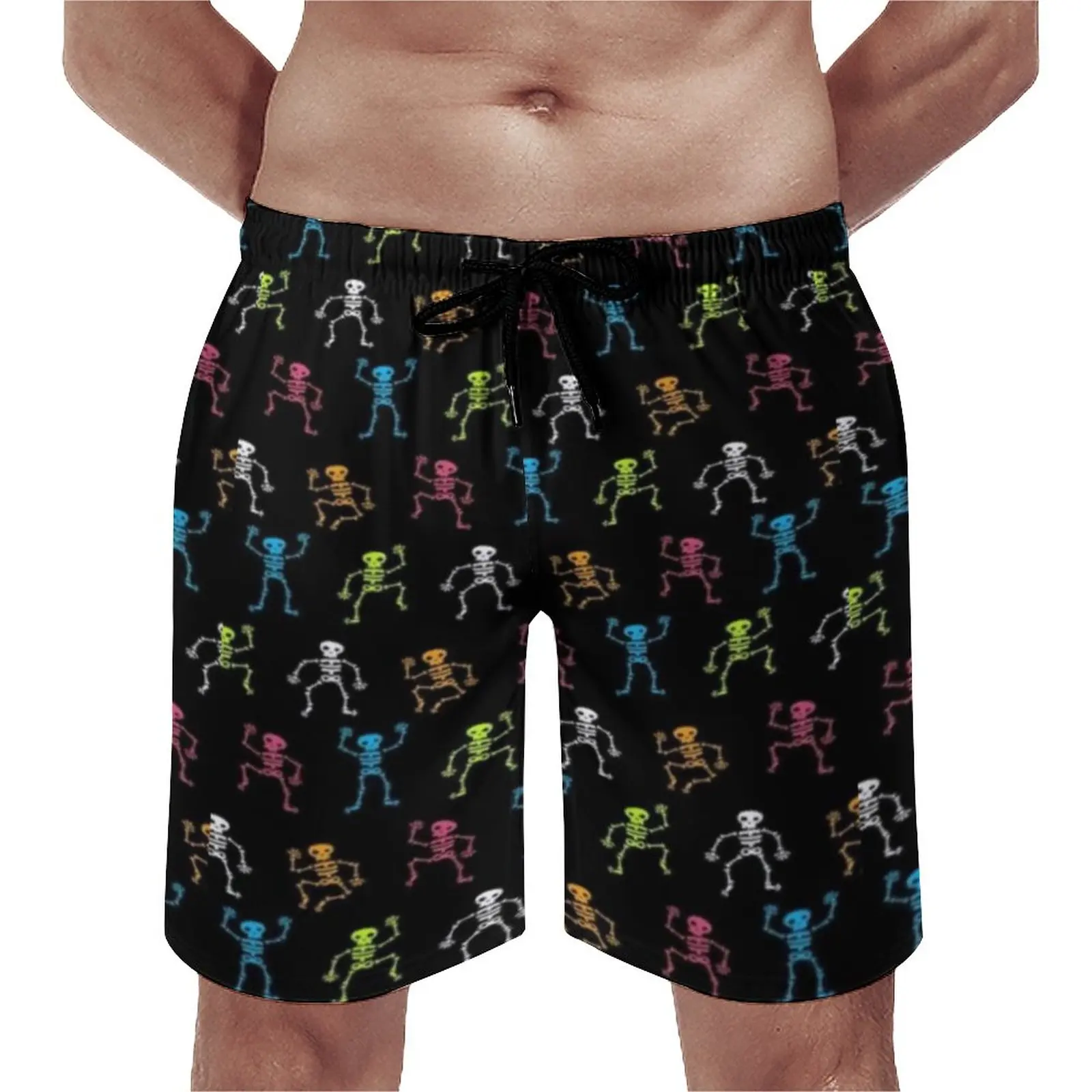 

Summer Board Shorts Gothic Skeleton Sports Surf Modern Art Print Beach Short Pants Vintage Fast Dry Swimming Trunks Plus Size