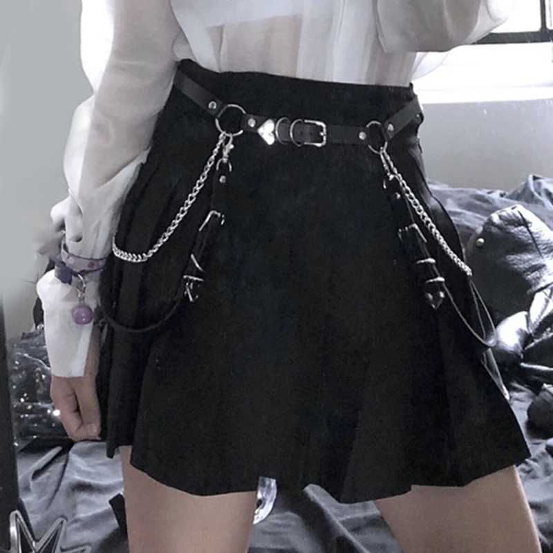 Women Skirt Belt Female Belts Simple Fashion  Hiphop Rock Nightclub Sexy Jeans Dress Heart Punk Belt With Metal Waist Chain
