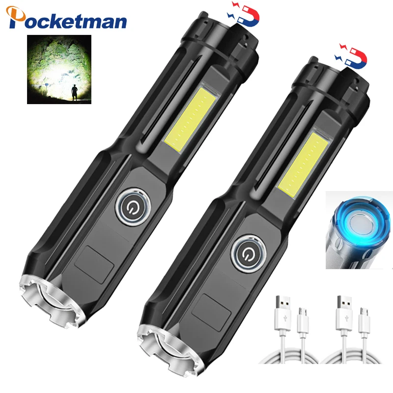 

Portable Mini Led Flashlight Super Bright COB Led Torch Outdoor Camping Light Lantern With Built-in Battery tail Magnet