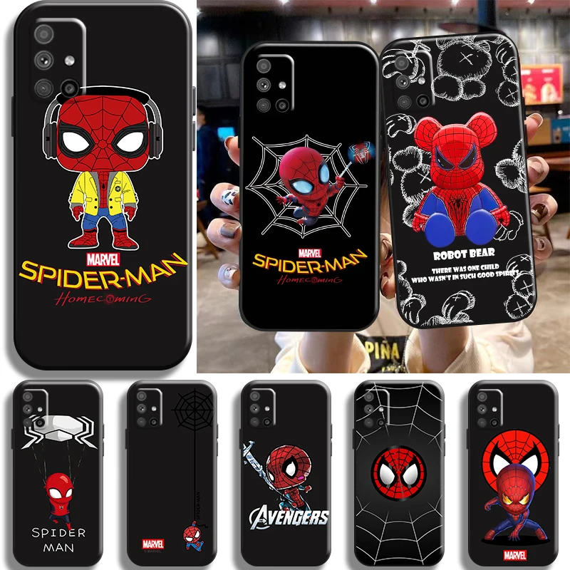 

Marvel Cartoon Spiderman For Samsung Galaxy M52 M51 M31S M31 M32 M30S M22 M20 M12 M11 Phone Case Cover Black Shell Soft Funda