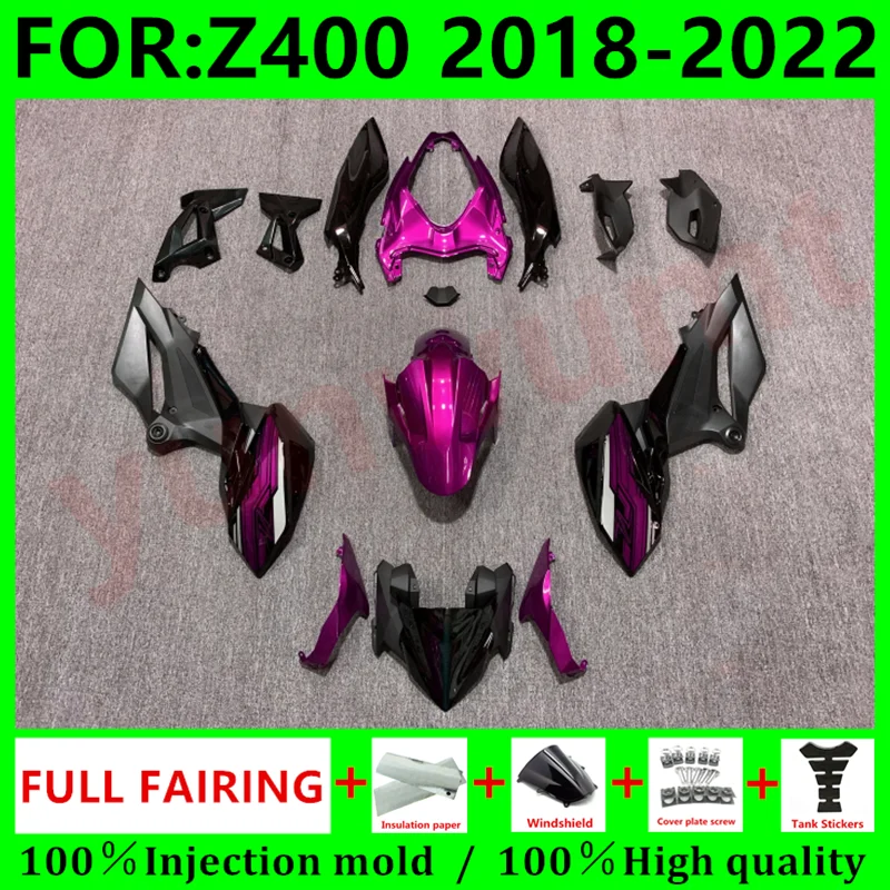 

Новый комплект обтекателей для мотоциклов ABS Z400 Z 400 2018 2019 2020 2021 2022, комплект обтекателей для кузова розового и черного цветов