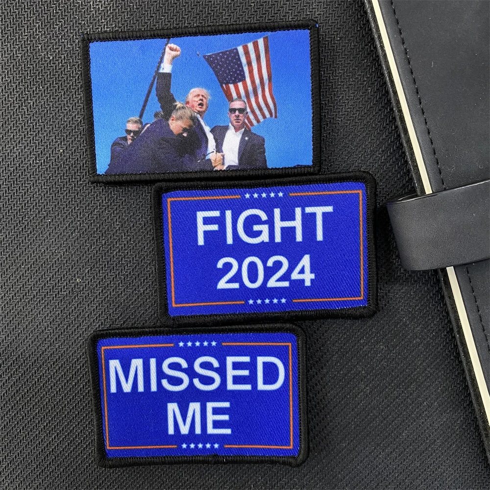 Тактический значок Trump Assassination Attemp нашивки Fight 2024 наклейка на рюкзак с