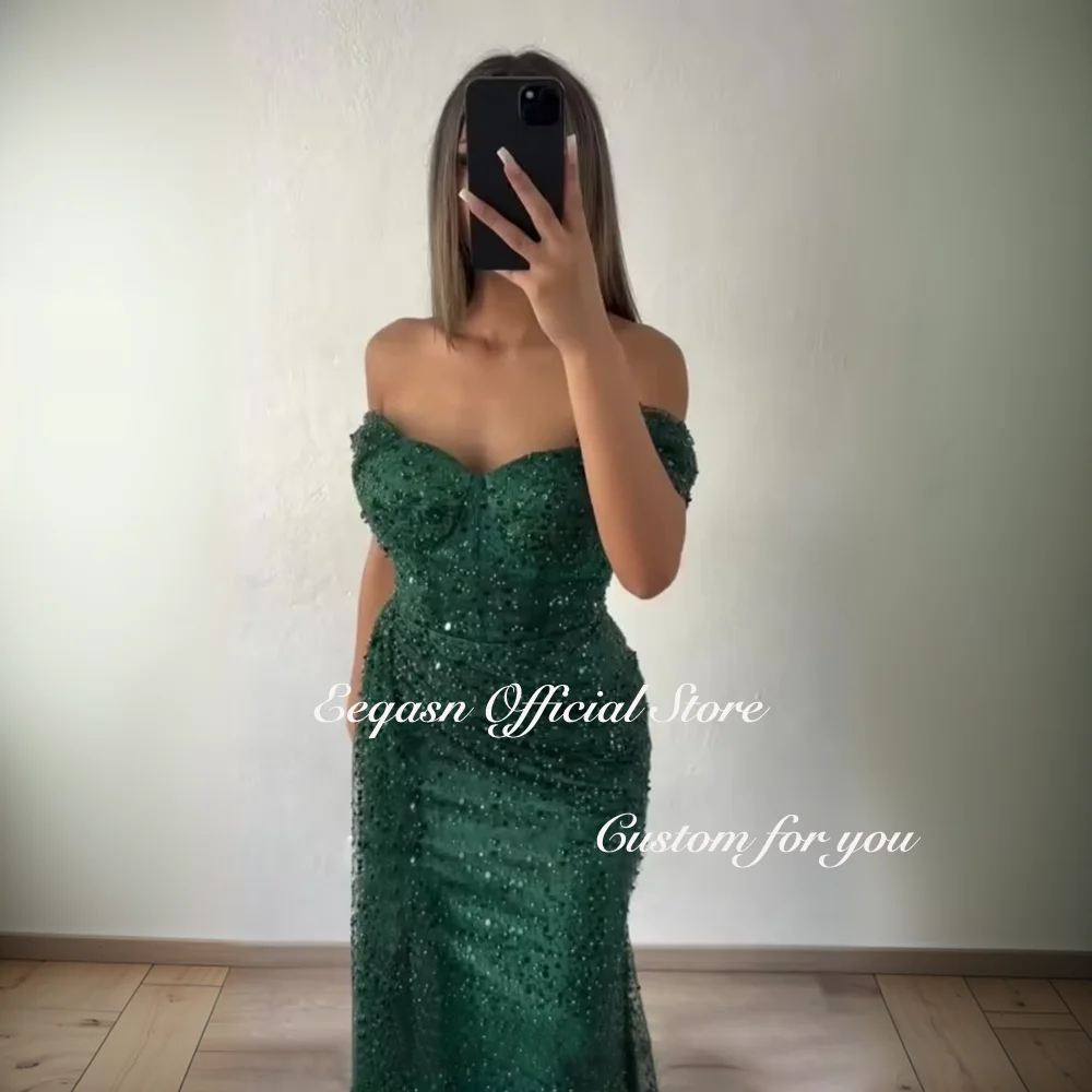 Зеленые вечерние платья русалки с блестками и бисером Vestidos De Noche открытыми