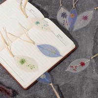 gift reading page pressed floral book stopper leaf shaped dried transparent leaf vein flowers bookmark dried flowers