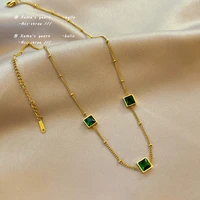 advanced green zircon necklace stainless steel non fading design sense of simplicity temperament clavicle chain for woman 2021