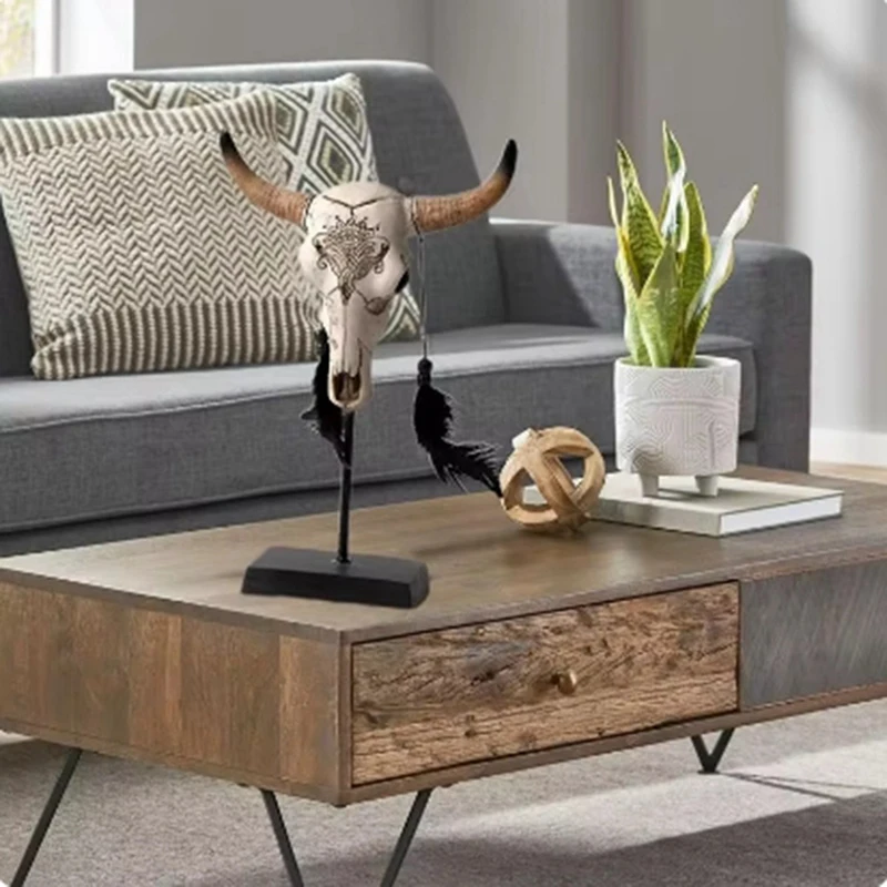 BMBY-Bull украшение в виде головы черепа рогатый Череп коровы с перьями искусство