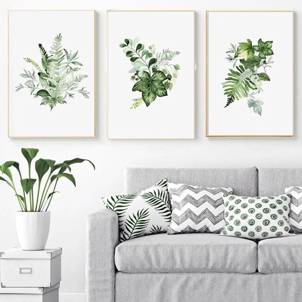 

Акварель Φ зелень ботанический художественный принт тропические листья холст живопись Современная Природа Настенная картина Декор для сп...