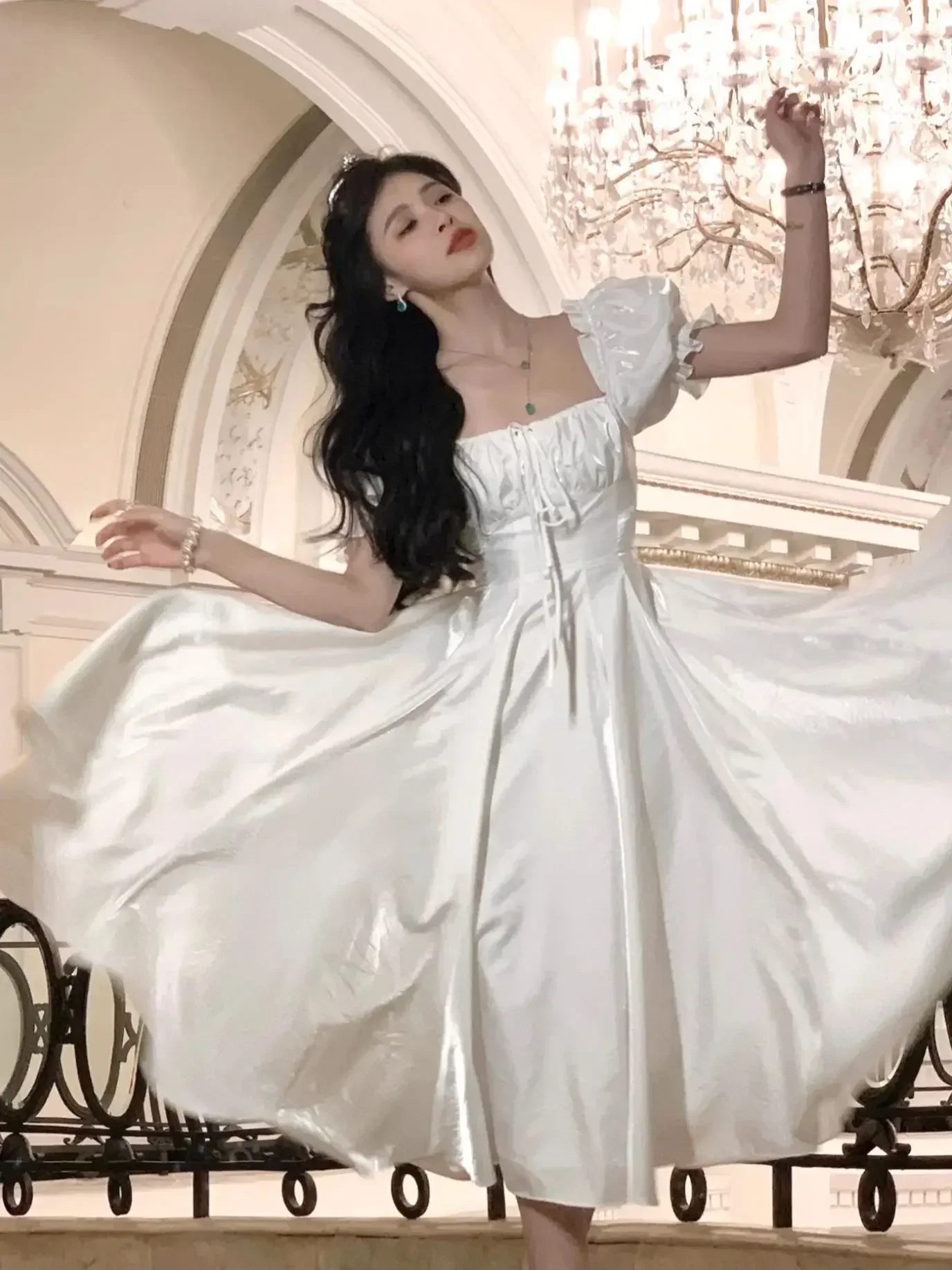 Новое летнее женское платье миди элегантное принцессы во французском стиле