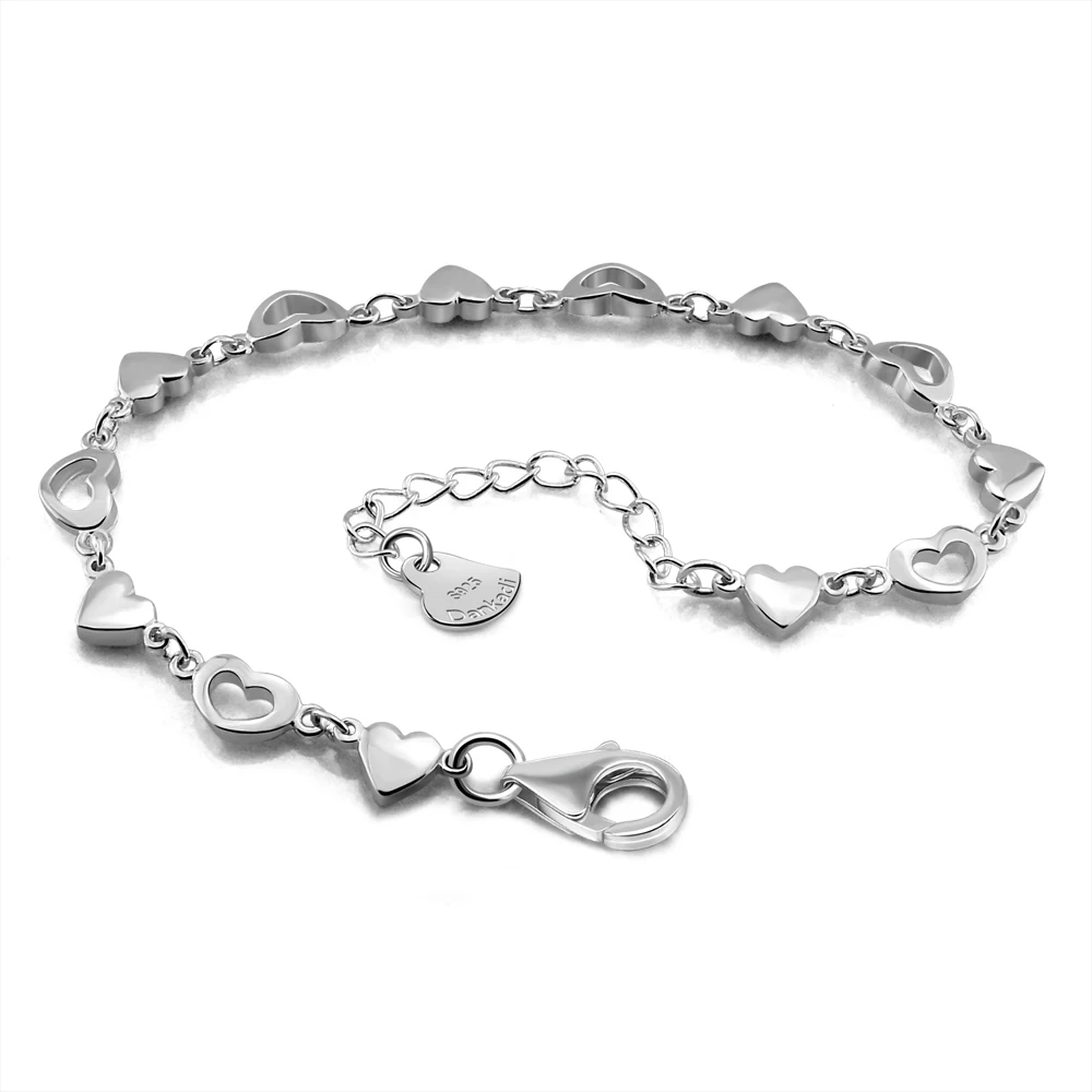 

ziqiudie S925 Sterling Silver platinum-plated heart small bracelet women's exquisite silver jewelry send wife send lover jewelry