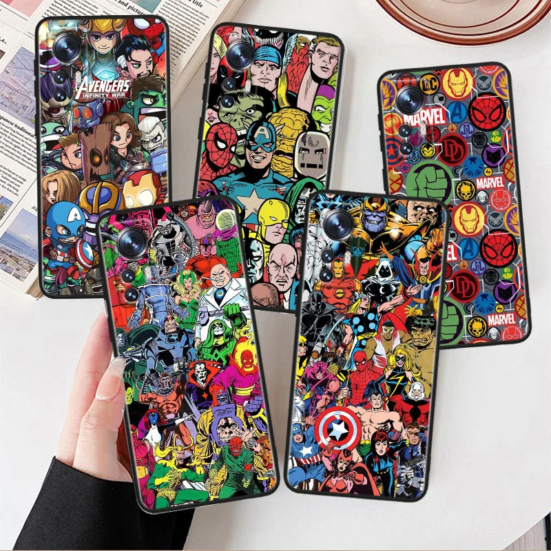 

Marvel Avengers comics Phone Case For Xiaomi Mi 13 10S 10 9T 9SE 8 Mix Play A3 A2 A1 CC9E Note 10 Lite Pro Black Cover