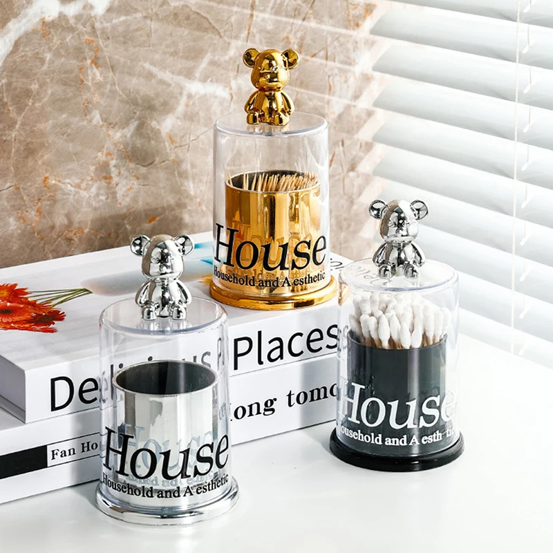 

Креативная коробка для зубочисток с медведем, контейнер для хранения ватных палочек, контейнер для зубочисток, технические кухонные приспособления для хранения