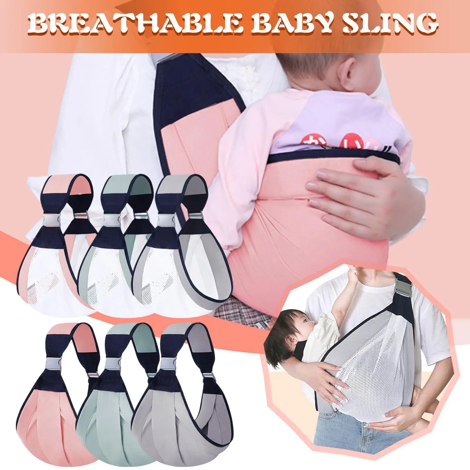 

Baby Wrap Sling Dual Use Infant Nursing Cover Mesh Bag Infant Breastfeeding Kangaroo Fabric S Comfor P7v4