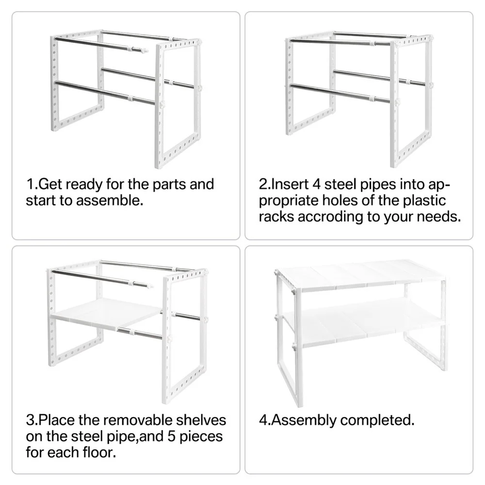 Органайзер под раковину складной 1/2 уровня для кухонных принадлежностей шкафа