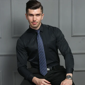 Spring and Autumn 2023 New US Size Iron free Elastic Shirt Large Men's Business Casual Long Sleeve Slim Professional Dress 2