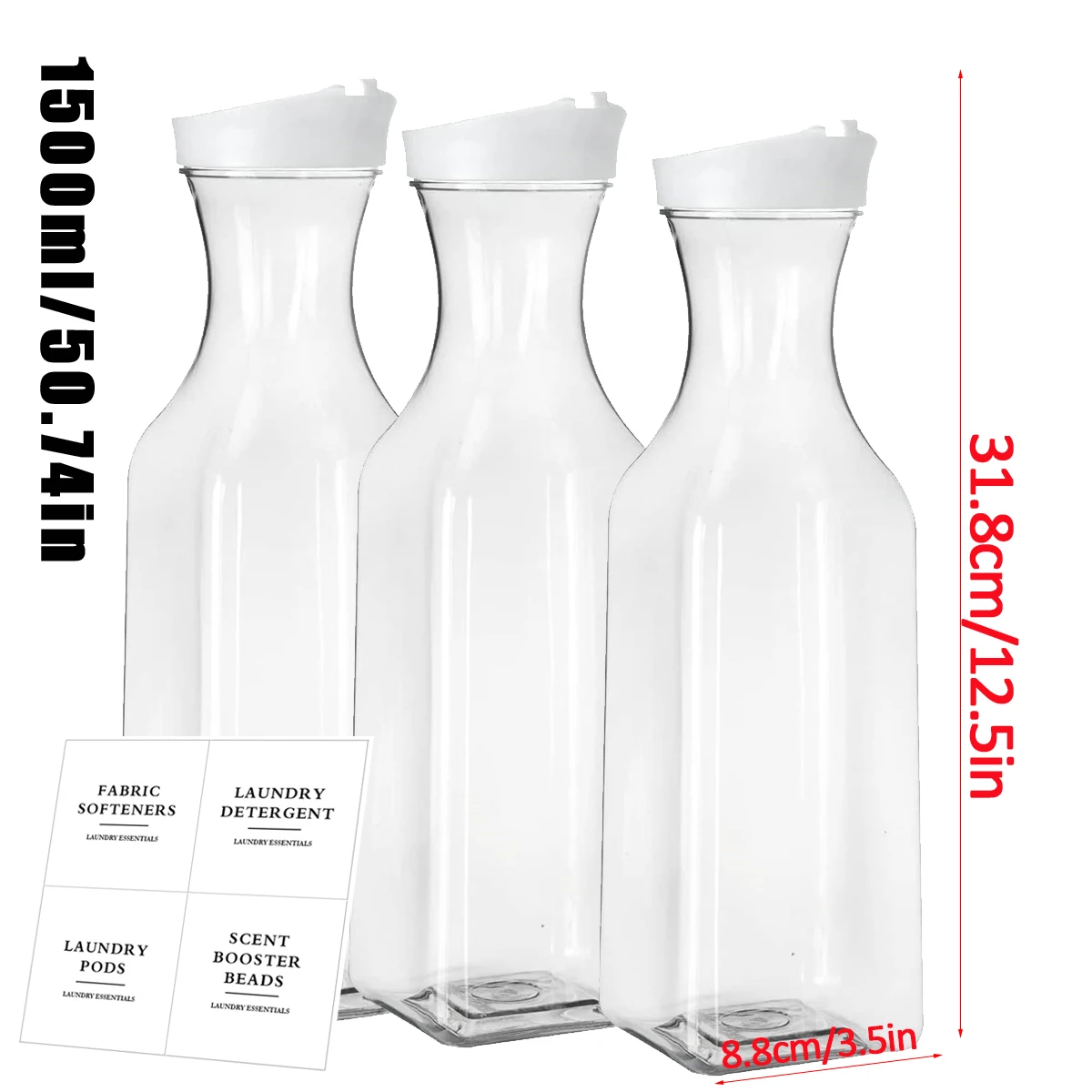 

Набор Из 3 Экологичных Пластиковых Бутылок Для Стирального Порошка