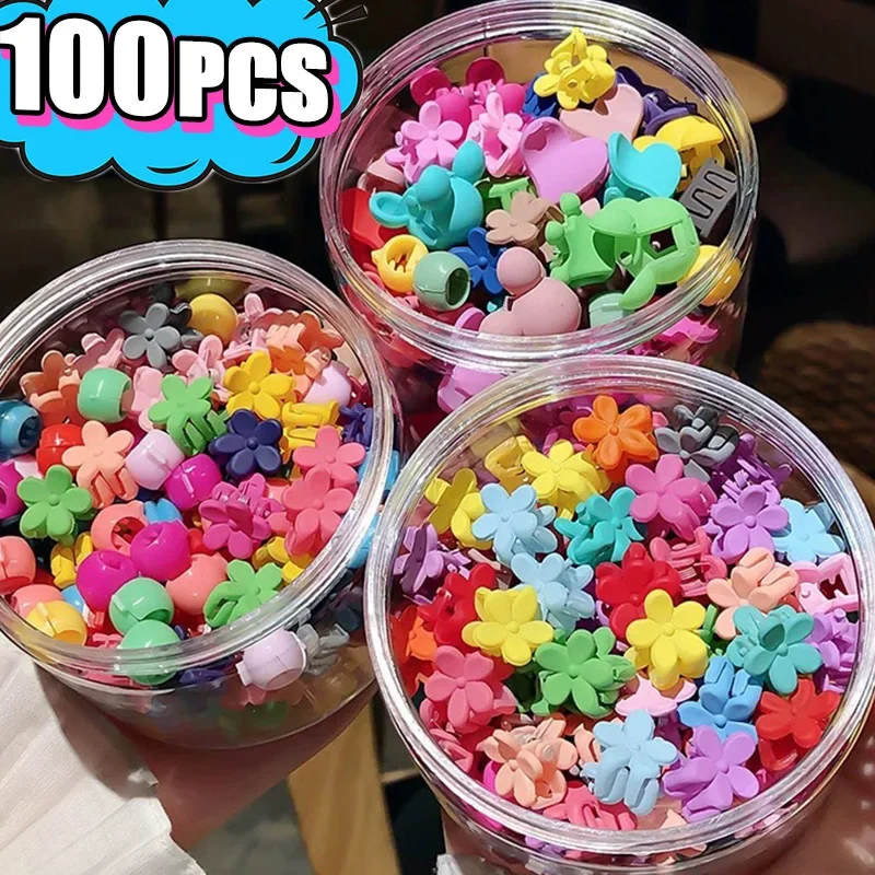 100 шт. красочные маленькие заколки для волос девочек милые цветочные звезды