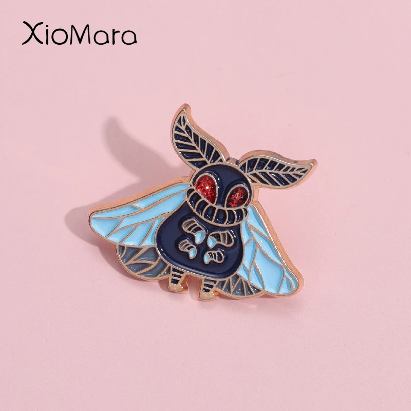 

Winged Moth Enamel Pins Custom Horrible Insect Brooches Lapel Badges Fun Cartoon Animal Jewelry Gothic Gift For Best Friend