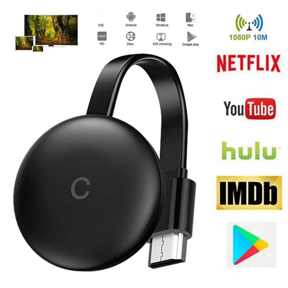 

G12 TV Stick for Chromecast 3 for Netflix YouTube WiFi Display HDMI-Compatible Wireless Dongle Miracast Airplay for Google Home