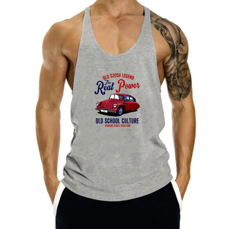 

2024 Latest O-Neck Sunlight Men tank top men Vintage Czech Car Top Tee 100% Cotton Humor Men Crewneck tank top men