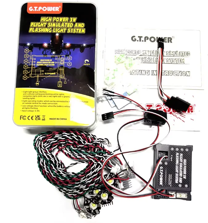 Фото GT Power High Power 3W Система освещения самолета Имитация полета и мигающая система освещения для радиоуправляемого самолета №1