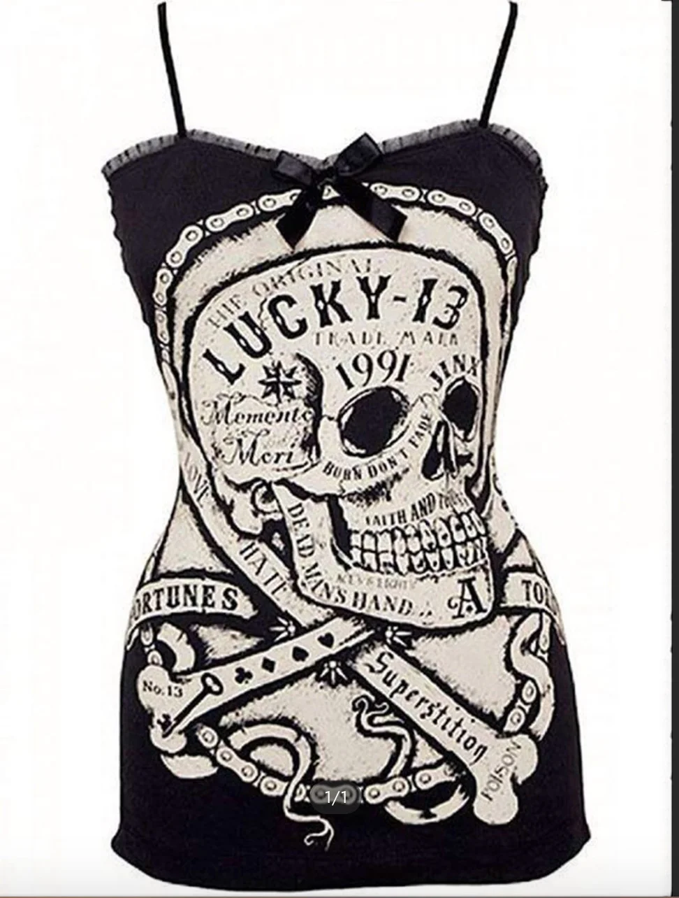 

Модное женское готическое платье на бретелях, без рукавов, тонкий пуловер с принтом черепа, лоскутное платье в готическом стиле, сексуальное женское летнее платье