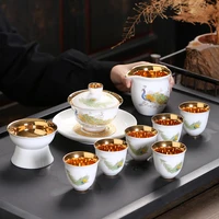 24k gold plated teaset english palace style high grade porcelain travel tea sets luxury bone china teaset gaiwan teacup
