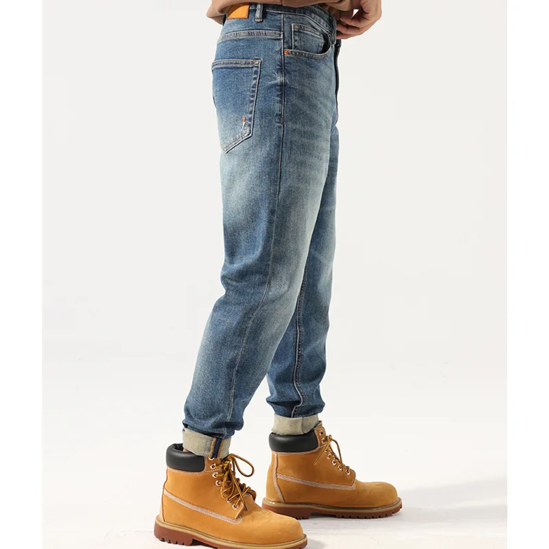 Men Clothing 2022 New Pattern Recreational Vintage Blue Slight Elasticity Jeans Straight Cylinder Loose Trousers Autumn Female