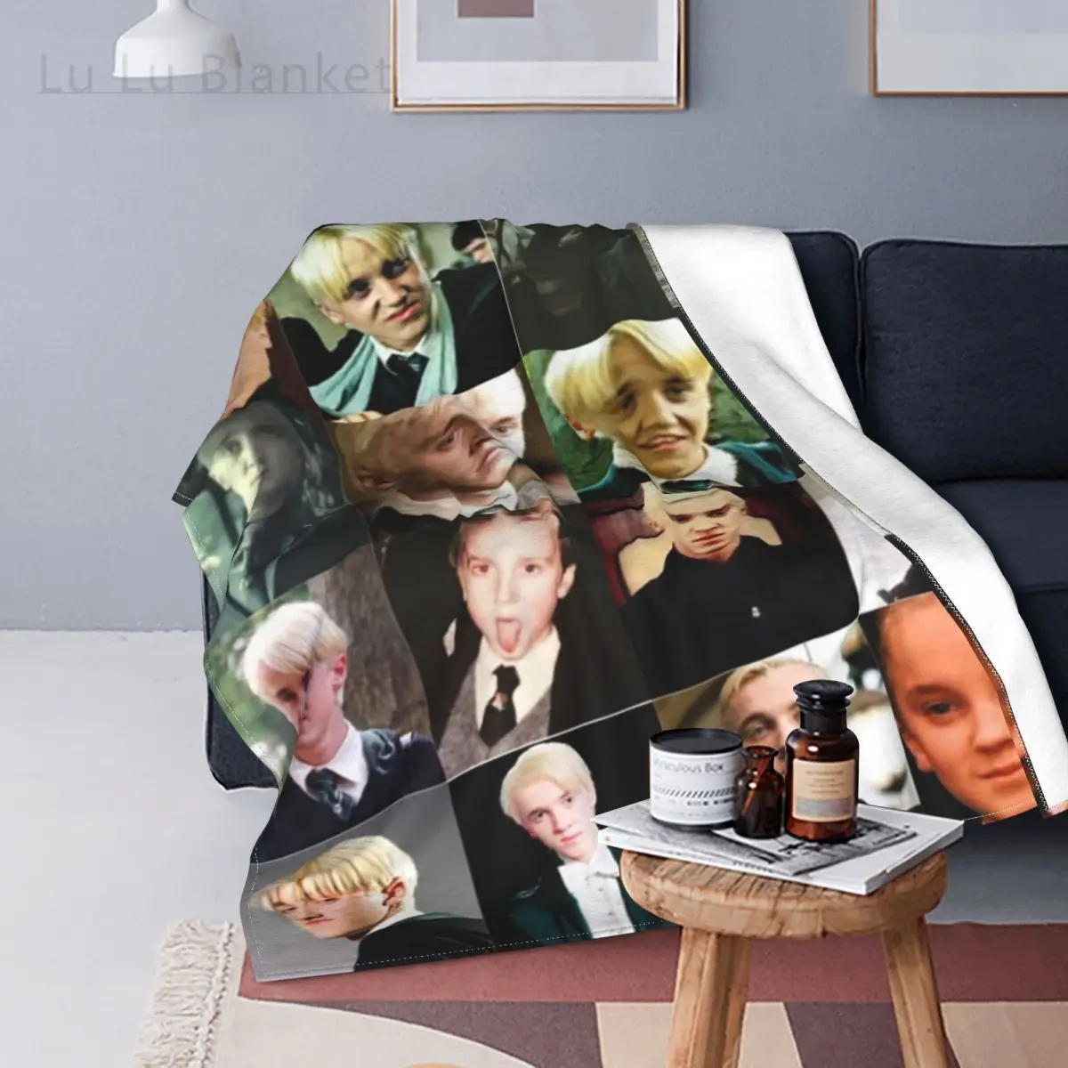 

Draco Malfoy Plaid Blankets Velvet Summer Wizard Death Eeaters Portable Warm Throw Blankets for Bed Bedroom Quilt