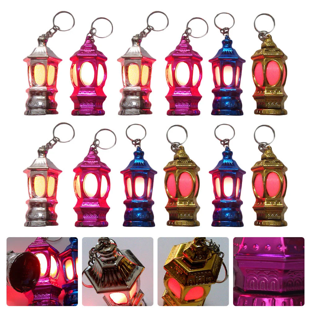 

40Pcs Mini Key Ring Muslim Ramadan Lantern Key Chain Key Ring Pendants Charm with LED Light