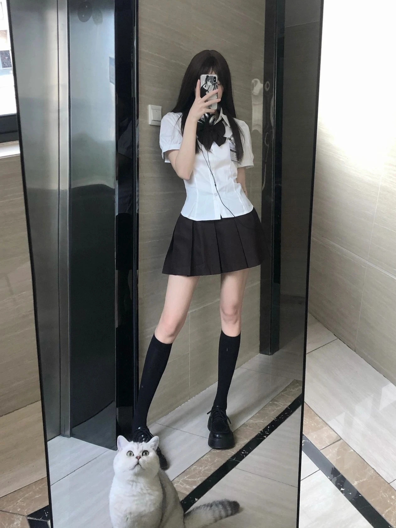 Mars Institute Summer Sweetheart Waist Hugging Shirts Short sleeve Japan fashion Preppy White Shirt Jk Uniform Set