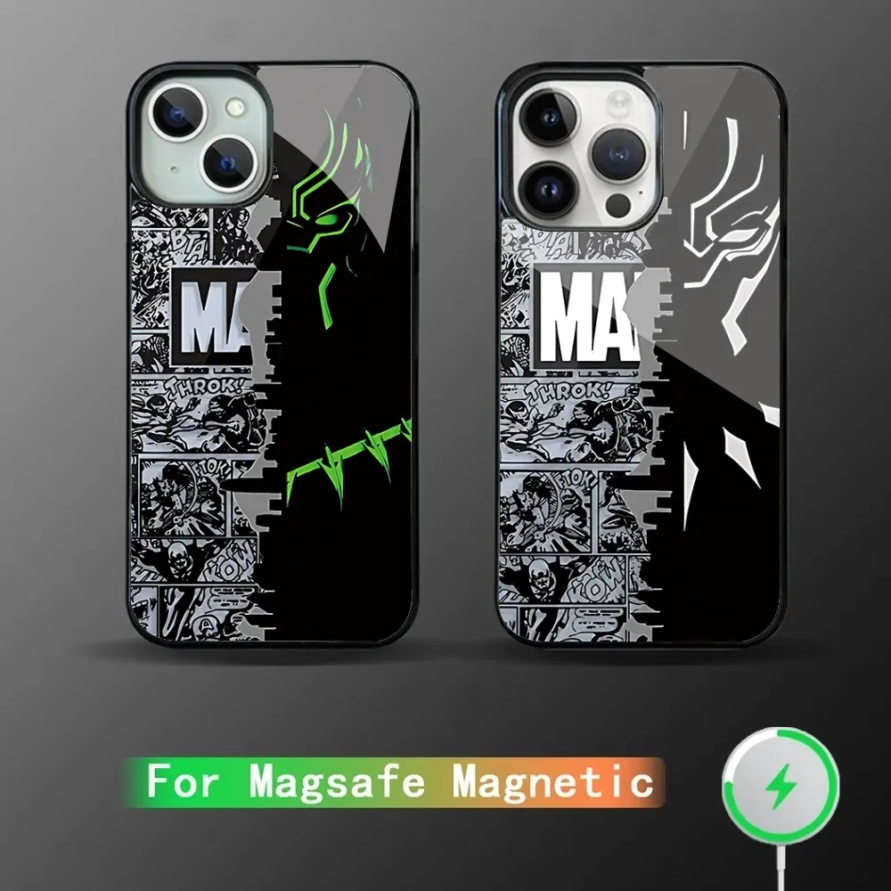 Магнитный Чехол Для Телефона S-Superhéroe Black Panther iPhone Pro Max Mini С Беспроводной Зарядкой