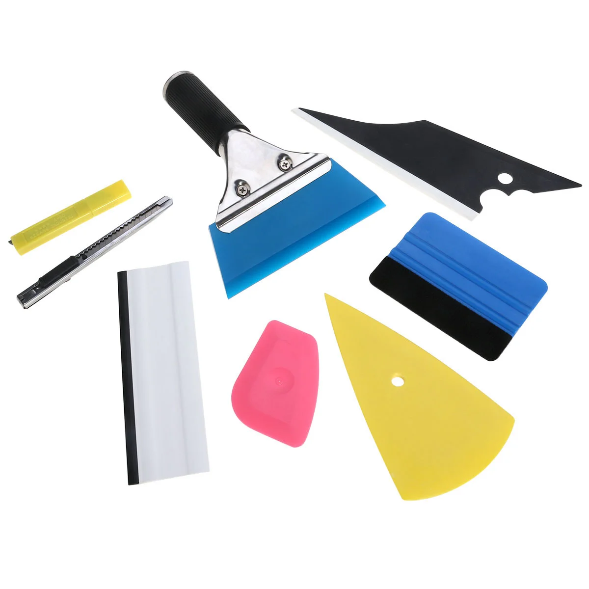 

8PCS Vehicle Glass Protective Film Car Window Wrapping Tint Vinyl Installing Tool Squeegees Scrapers Film Cutters Kit For