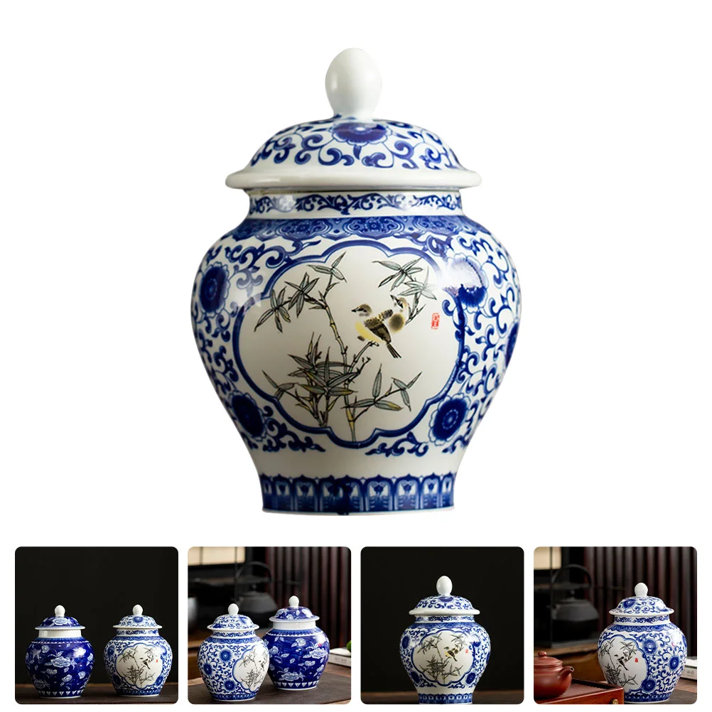 

Tea Canister Storage Ceramic Jar Porcelain Coffee Whitebluejars Sugar Airtight Tin Leaf Container Canisters Kitchen Box Sealed
