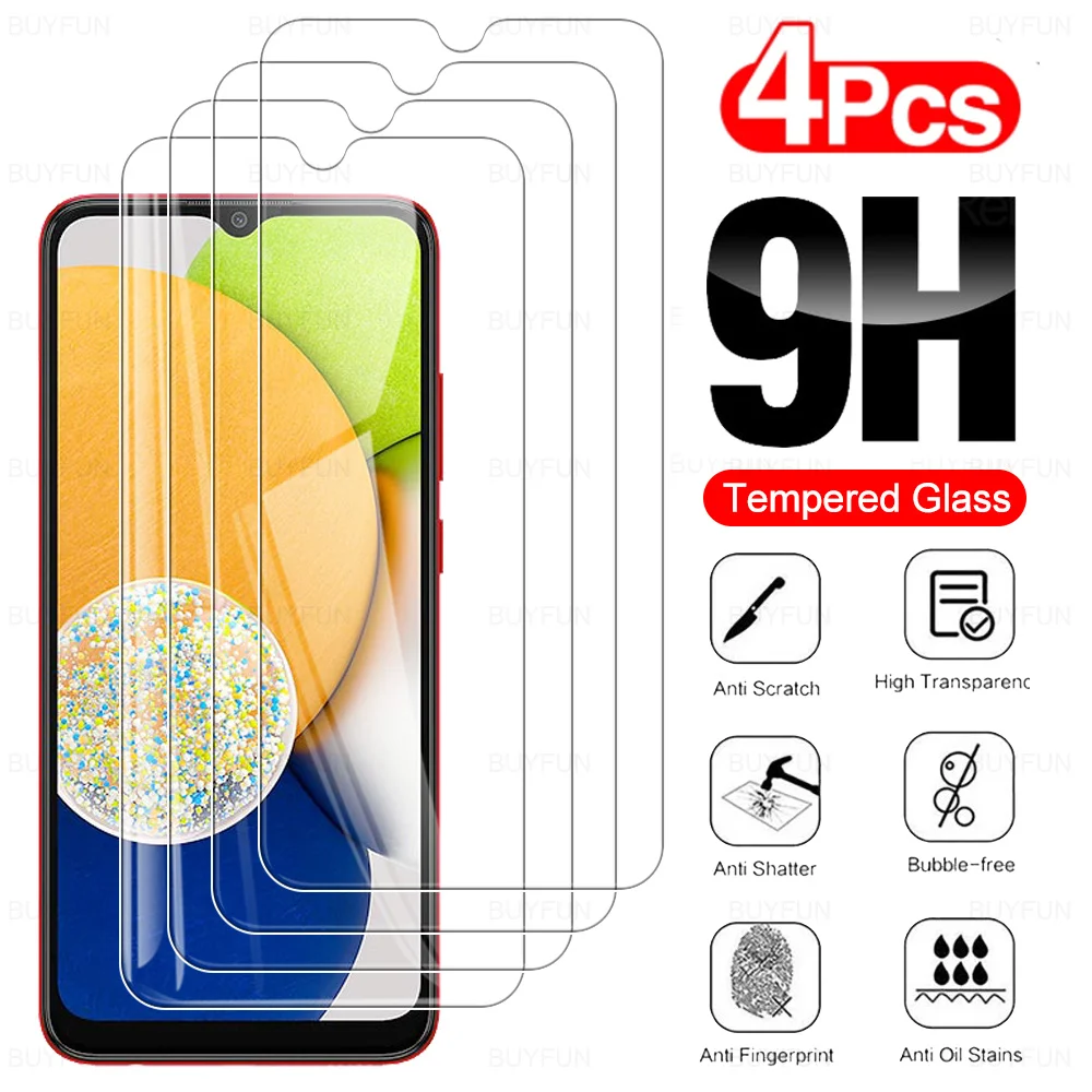 Закаленное стекло 9H для Samsung Galaxy A03 6 5 дюйма 4 шт. защитная пленка Core Galaxi A03S A 03 |