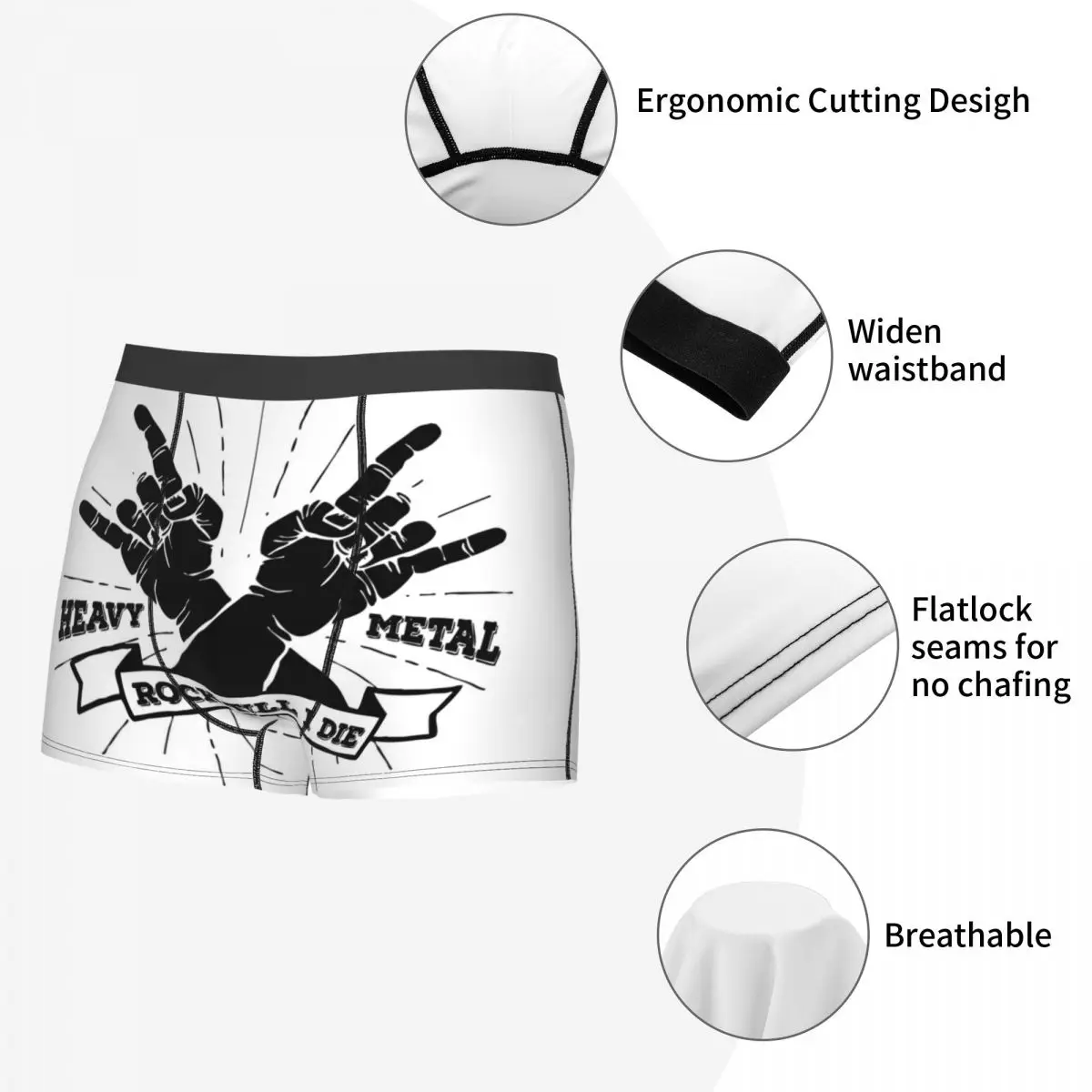 Мужское нижнее белье из тяжелого металла рок ролл Музыка Новинка боксеры