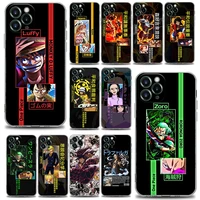 japanese anime one piece shell case for iphone 11 12 13 pro max mini se xr xs 7 8 plus coque transparent cover luffy zoro fundas
