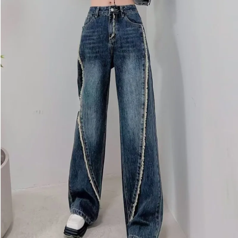 

Vintage Y2K New Baggy Jeans New Cool Casual Jeans Long Pants Women Popular Dark Color High Waist Trend Streetwear 90s