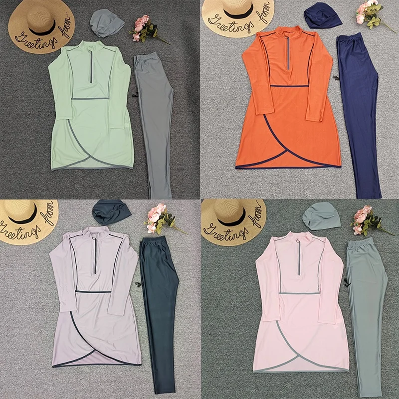 Muslim Swimwear Hijab Modest Swimsuit Women Swimming Suit Islamic Long Sleeve Cover Ups Burkini Hijabs For Woman Bathing Swim