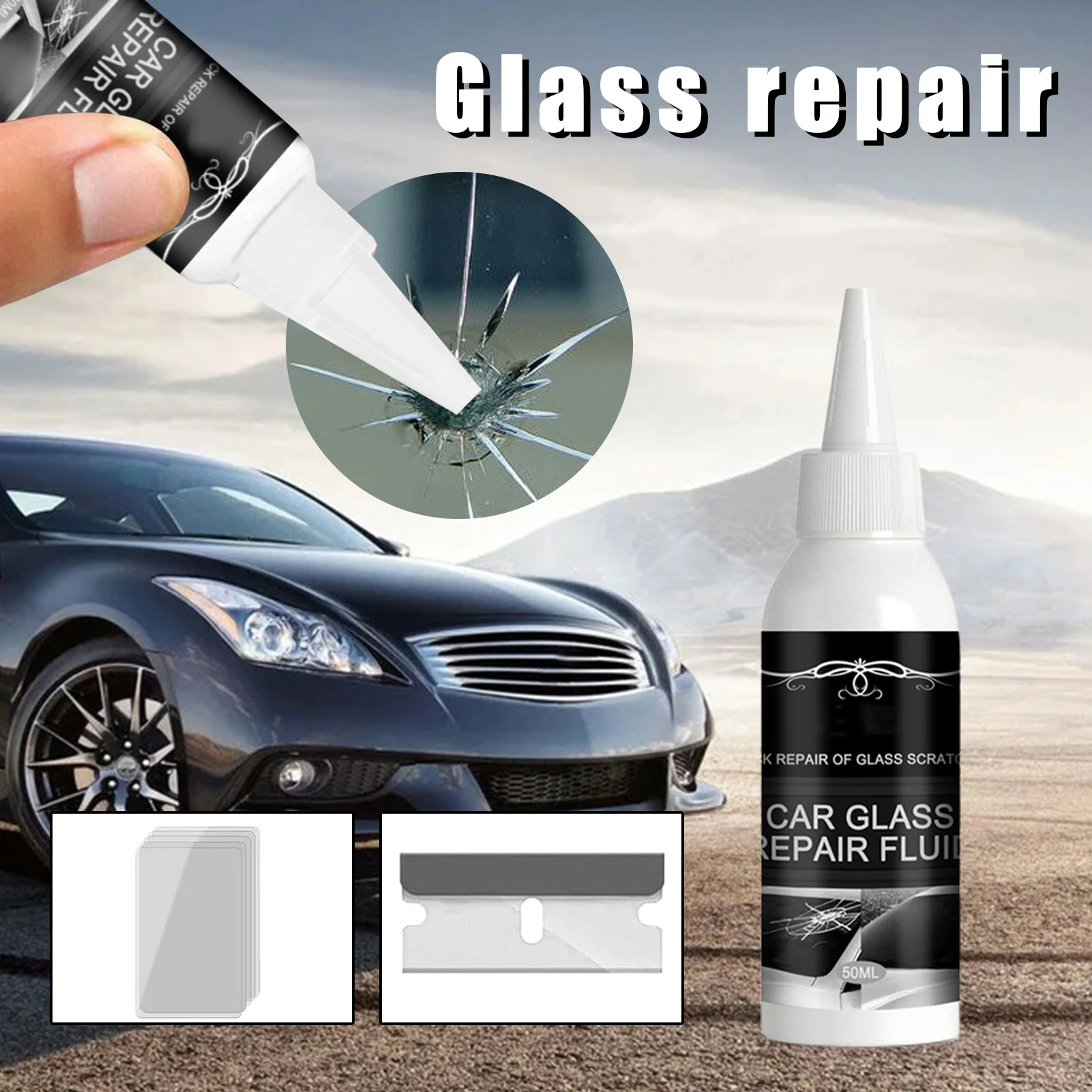 

Windshield Crack Repair Kit Cracked Glass Repair Kit Windscreen Repairing Glue Adhesives Auto Glass Scratch Crack Restore Tool