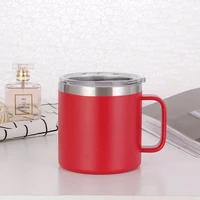 stainless steel portable mug with handle lid camper vacuum insulated milk drinking cup bottle camping household outdoor car