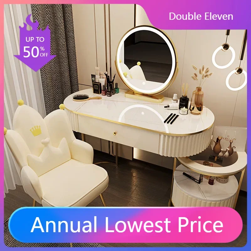 

Luxury Corner Dressing Table Computer Side Console Mirror Lights Vanity Storage Dressing Table Nordic Kommode Dresser Furniture