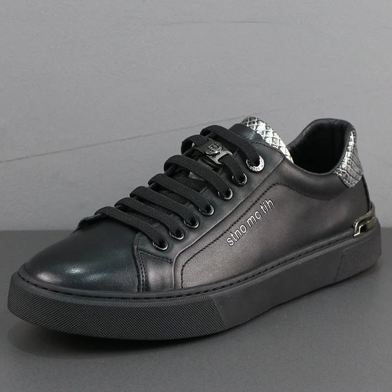 

Мужские туфли из натуральной кожи, Белые Повседневные туфли из дышащей кожи в Корейском стиле для мальчиков, для скейтборда, для осени, 2023