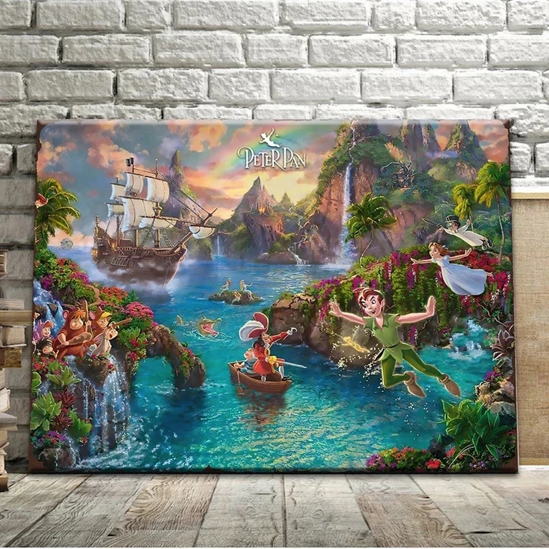 

Постеры и плакаты Disney «Алиса в стране чудес», цифровой постер в стиле Питера Пэна, картина маслом, настенная мультяшная картина для домашнего декора